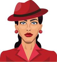 bellissimo ragazza con rosso cappello illustrazione vettore su bianca sfondo