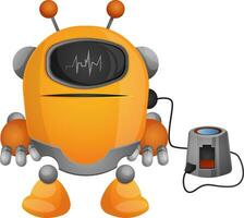 cartone animato robot su il caricabatterie illustrazione vettore su bianca sfondo