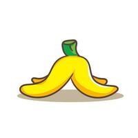 Banana sbucciare su pavimento cartone animato vettore illustrazione. frutta e cibo concetto design piatto stile. isolato bianca sfondo. clip arte icona design.