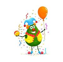 cartone animato avocado verdura divertente clown personaggio vettore