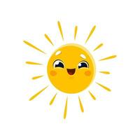 cartone animato sorridente sole carattere, emoji viso luce del sole vettore