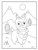 carino lama colorazione pagine per bambini vettore