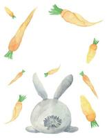 carino coniglietto con carota. Pasqua modello. mano disegnato acquerello animali illustrazione vettore