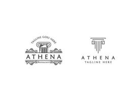 antico greco athena logo design vettore