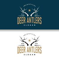 cervo logo, Vintage ▾ selvaggio cervo cacciatore design cervo corna Prodotto marca illustrazione vettore