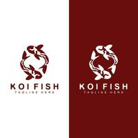 koi pesce logo design Cinese fortunato ornamentale pesce pesce rosso azienda marca vettore