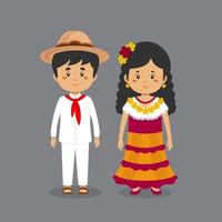 personaggio di coppia che indossa abiti nazionali messicani vettore