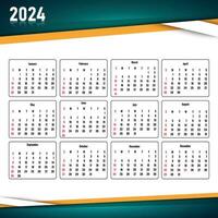 2024 nuovo anno calendario modello nel attività commerciale stile onda design vettore