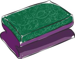 viola e verde lavastoviglie spugna illustrazione colore vettore su bianca sfondo