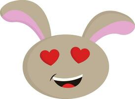 beige coniglio con rosso cuore sagomato occhi sorridente vettore illustrazione su bianca sfondo