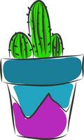 cactus dentro un' blu e viola vaso vettore illustrazione su un' come sfondo