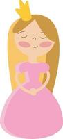 sorridente Principessa nel rosa vestito e d'oro corona vettore illustrazione su bianca sfondo
