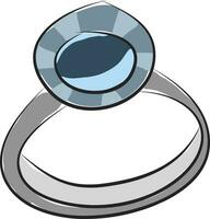 semplice vettore illustrazione su bianca sfondo di un' argento scorza con blu gemma