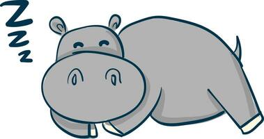 cartone animato di un' addormentato grigio ippopotamo vettore illustrazione su bianca sfondo