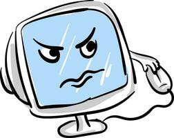 arrabbiato cartone animato computer tenere sotto controllo e topo vettore illustrazione su bianca sfondo