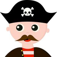carino pirata con un' lungo baffi vettore o colore illustrazione