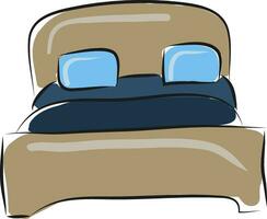 semplice letto con blu letto lenzuola vettore illustartion su bianca sfondo