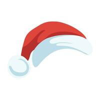 Santa Claus cappello isolato. rosso Santa cappello con pelliccia. simbolo di Natale e nuovo anno. festivo copricapo durante il inverno stagione. vettore illustrazione.