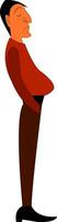 un' uomo con il giro pancia indossare un' Marrone ansimare e un' rosso camicia vettore colore disegno o illustrazione