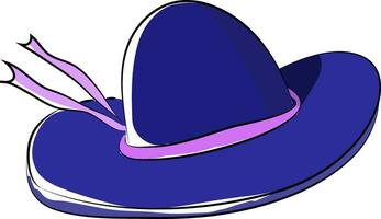 un' blu estate cappello e un' viola nastro legato in giro il centro parte di esso vettore colore disegno o illustrazione