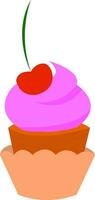 un' delizioso guardare Cupcake con glassatura e ciliegia su superiore vettore colore disegno o illustrazione