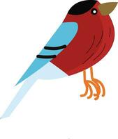 un' carino piccolo colorato uccello nel rosso blu e nero colore vettore colore disegno o illustrazione