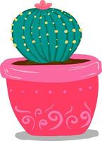 un' il giro forma cactus con rosa fiore nel un' rosa pentola fornisce extra stile per il spazio occupato vettore colore disegno o illustrazione