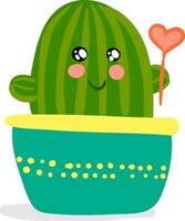 un' decorazione pezzo di cactus pianta pentola con un' cuore forma Palloncino nel mano fornisce extra stile per il spazio occupato vettore colore disegno o illustrazione