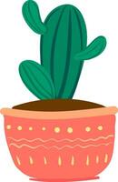un' bello a strisce cactus in vaso pianta con carichi di piccolo braccia fornisce extra stile per il spazio occupato vettore colore disegno o illustrazione
