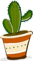 un' cactus con Due braccia nel un' decorato terroso pentola fornisce extra stile per il spazio occupato vettore colore disegno o illustrazione