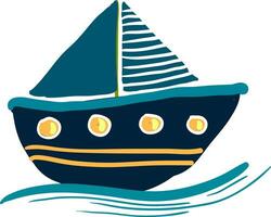 un' colorato blu andare in barca barca vettore o colore illustrazione