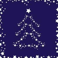 vettore festivo buio blu sfondo - senza soluzione di continuità Natale modello con telaio e Natale albero fatto di bianca volumetrica stelle per confezione, tessile, ragnatela design