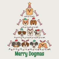 carino cani con Natale albero illustrazione, Natale albero con cani, Natale albero con cani vettore