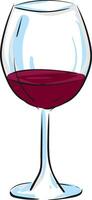 cartone animato Champagne cristalleria pieno con rosso vino vettore o colore illustrazione