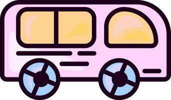 carino rosa furgone, illustrazione, vettore su bianca sfondo