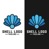 modello di progettazione logo conchiglia blu. il design del guscio è azzurro per illustrare la tecnologia vettore