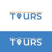 tour wordmark con modello di progettazione del logo del perno di posizione. adatto per tour guida di viaggio agente di trasporto agenzia azienda azienda marchio aziendale semplice logo moderno design vettore