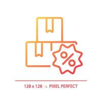 2d pixel Perfetto pendenza tag con percentuale icona, isolato semplice vettore, magro linea illustrazione che rappresentano sconti. vettore
