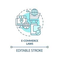 2d modificabile blu e-commerce legislazione icona, monocromatico isolato vettore, informatica legge magro linea illustrazione. vettore