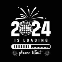 2024 è Caricamento in corso per favore aspettare maglietta design vettore