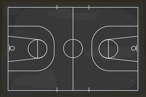 pallacanestro lavagna con gesso gioco strategia, allenatore Piano. bianca Linee su asse, addestramento, formazione scolastica. vettore illustrazione