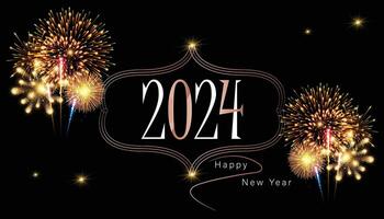 contento nuovo anno 2024 celebrazione testo design per saluto carte banner e manifesti vettore