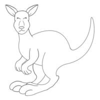 illustrazione vettoriale di animale canguro carino disegnato a mano isolato in uno sfondo bianco