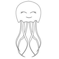 illustrazione vettoriale di meduse carina disegnata a mano isolata in uno sfondo bianco