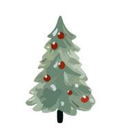 ai generato vettore illustrazione di decorato Natale albero. verde soffice natale pino, isolato su bianca sfondo. carino Natale albero nel cartone animato acquerello stile.