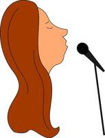 clipart di il viso di un' signora cantante, vettore o colore illustrazione