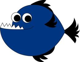 blu pesce con denti , vettore o colore illustrazione
