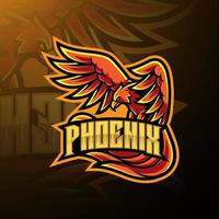 disegno del logo della mascotte di phoenix esport vettore