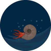 ammonite nel sotto, vettore o colore illustrazione