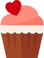 bello tri colorato Cupcake con cuore su superiore, vettore o colore illustrazione.